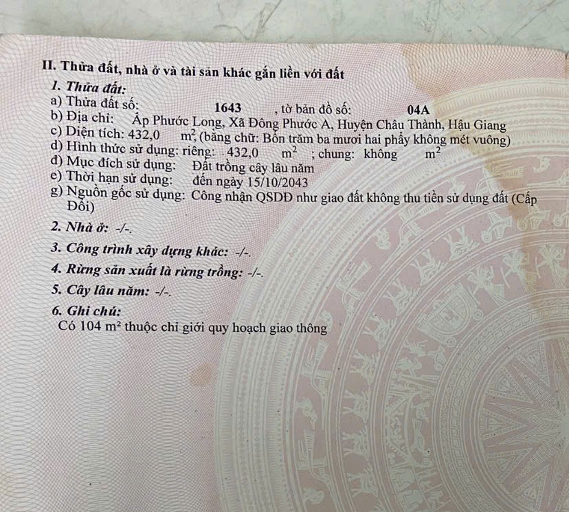  ĐẤT ĐẸP – GIÁ TỐT  – CHÍNH CHỦ CẦN BÁN Tại Tl 925, Xã Đông Phước A, Huyện Châu Thành 