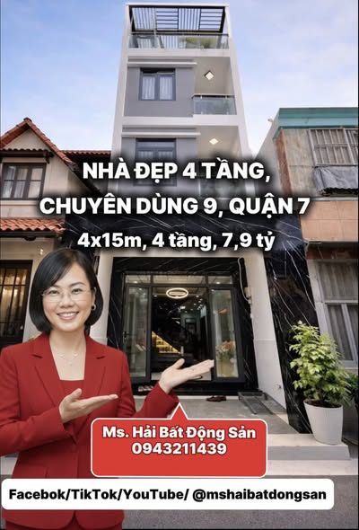  NHÀ QUẬN 7 GIÁP PHÚ MỸ HƯNG - HẺM XE HƠI HUỲNH TẤN PHÁT - 4M ×16M - FULL NỘI THẤT - GIÁ 7,99 TỶ 