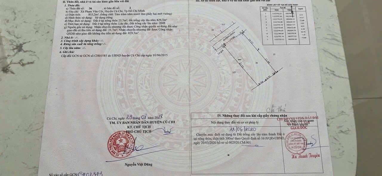  Bán đất xã phạm văn cội .củ chi, diện tích 855m2 