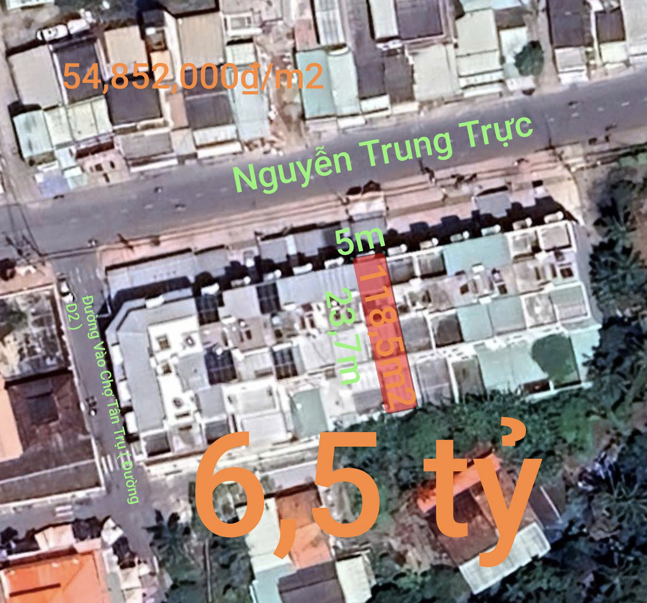  Bán nhà phố khu vực trung tâm xã Tân Trụ giá chỉ 6,5 tỷ 