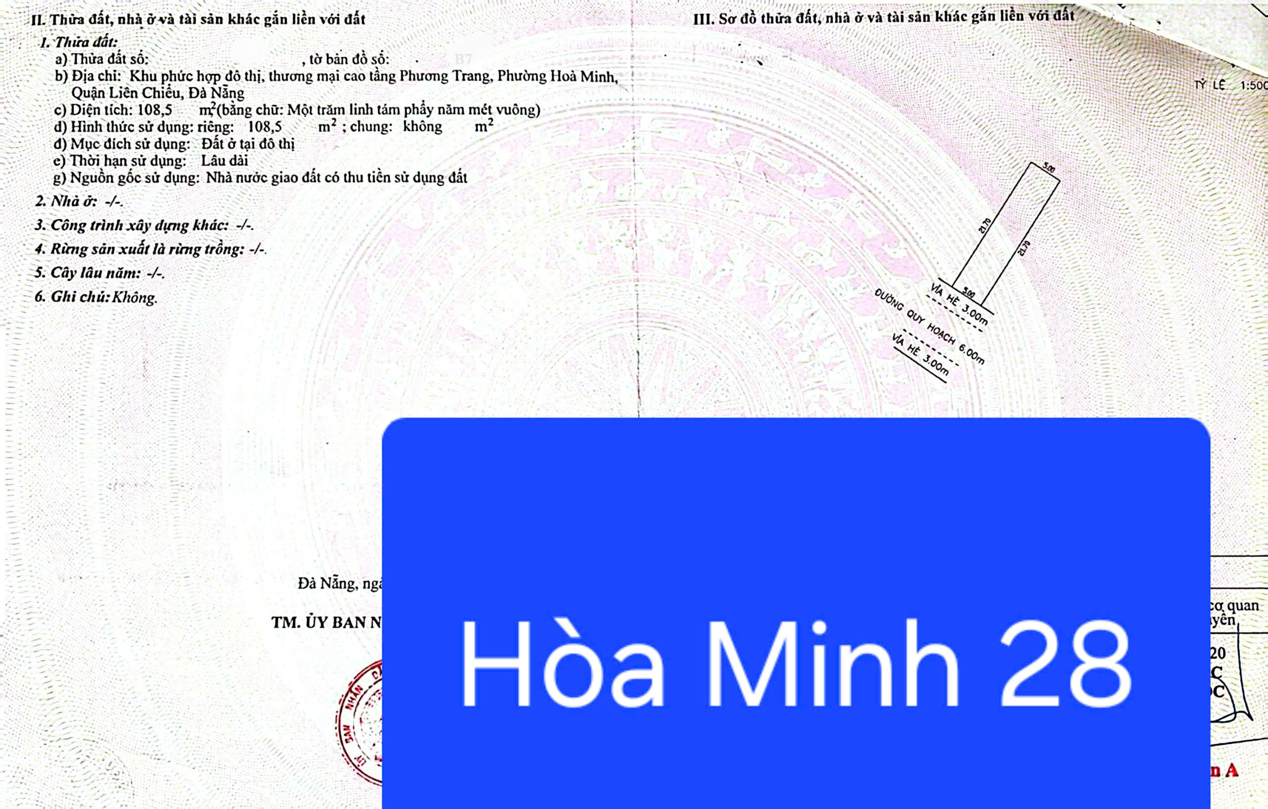  Bán đất đường Hoà Minh 28 - DT: 108,5m2 - Ngay Nguyễn Sinh Sắc 