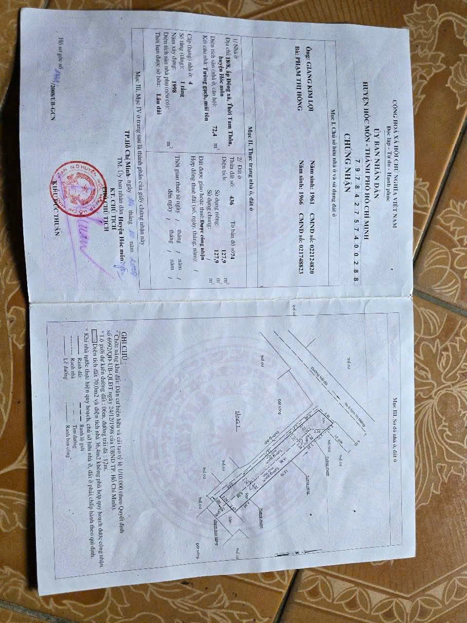  Bán nhà (5x26) Góc 2 Mặt Tiền Đường Ấp Đông 5, Thới Tam Thôn, Hóc Môn (Giáp Q12) 