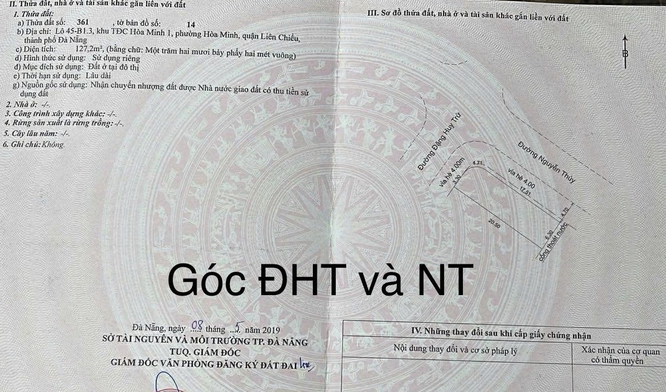  ????BÁN ĐẤT -Góc 2 mặt tiền đường 7m5 Đặng Huy Trứ & Nguyễn Thuý- Tp Đà Nẵng 