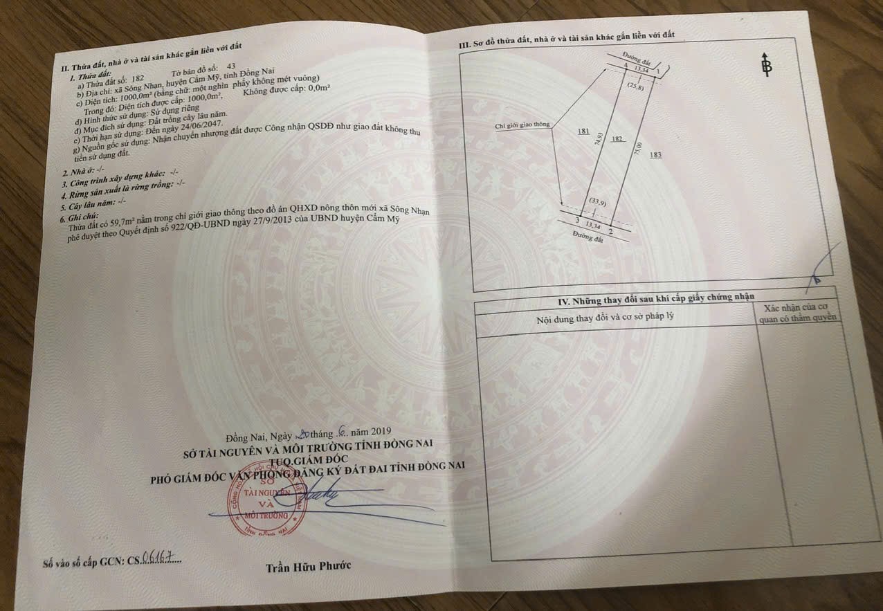  ĐẤT ĐẸP - ĐẦU TƯ SINH LỜI - Chính Chủ Bán Đất 2 Mặt Tiền Đường Tại Sông Nhạn, Cẩm Mỹ, Đồng Nai. 