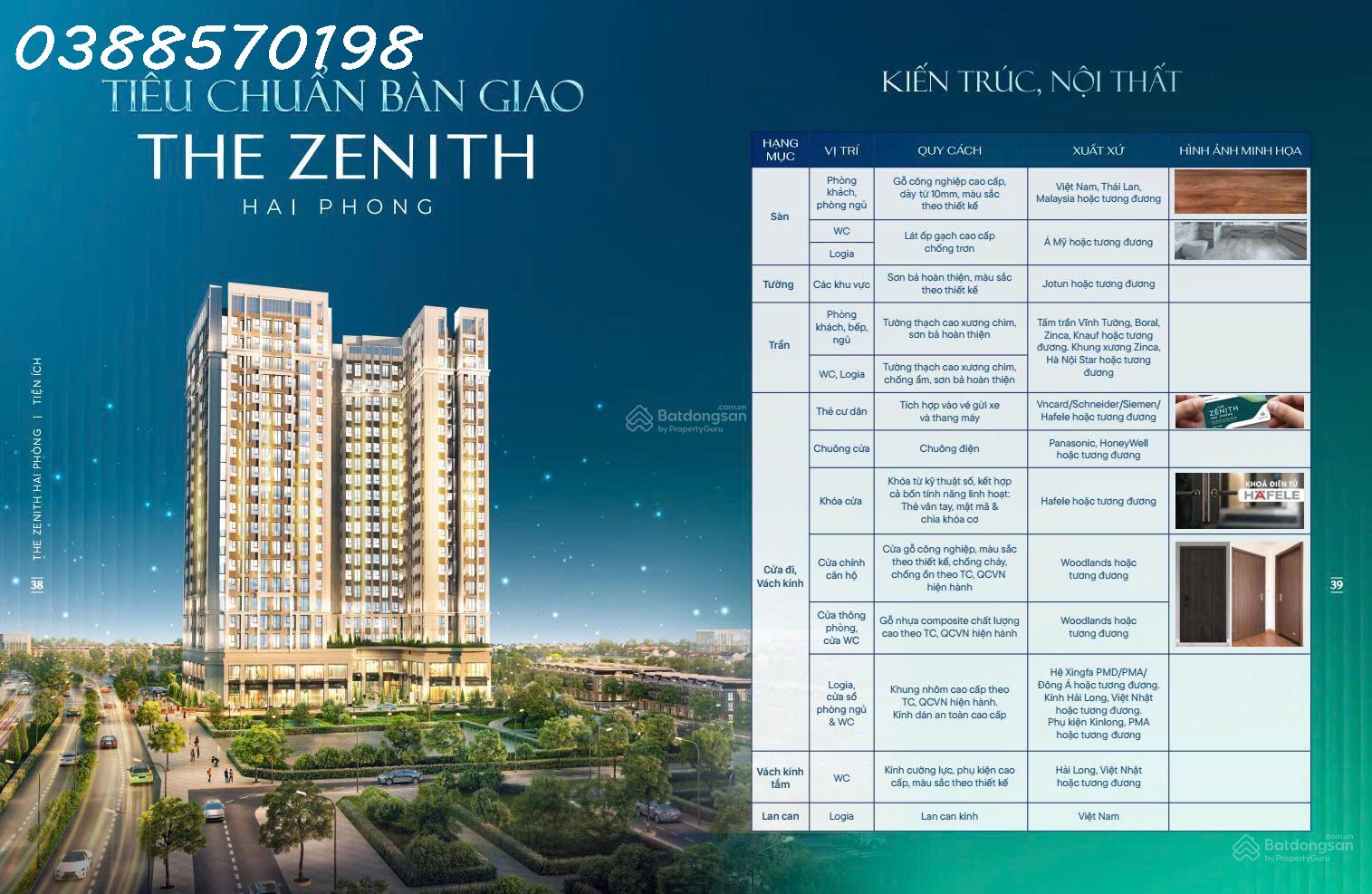  Bán căn hộ 2PN, 2WC, 66m2 tại The Zenith Hải Phòng, giá 2,3 tỷ 