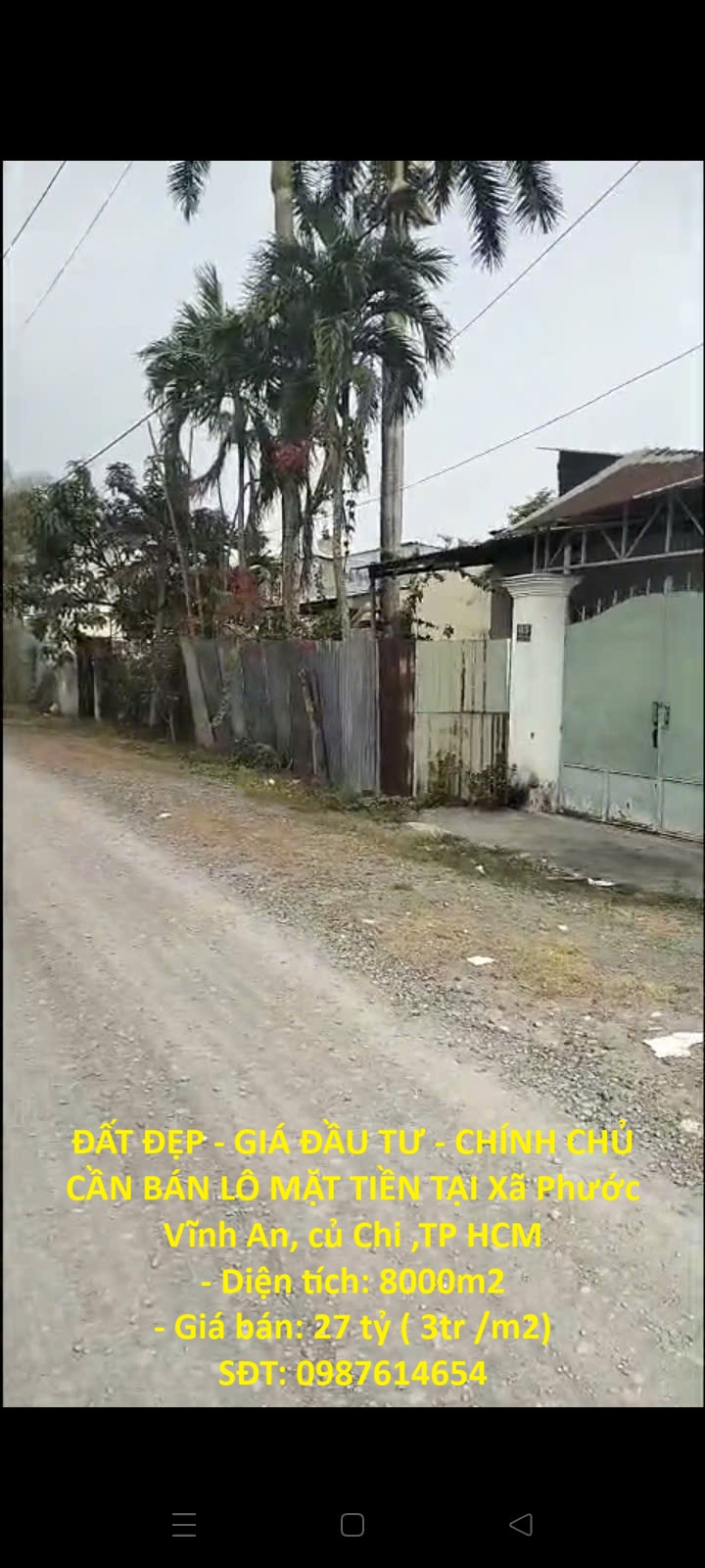  ĐẤT ĐẸP - GIÁ ĐẦU TƯ - CHÍNH CHỦ CẦN BÁN LÔ MẶT TIỀN TẠI Xã Phước Vĩnh An, củ Chi ,TP HCM 