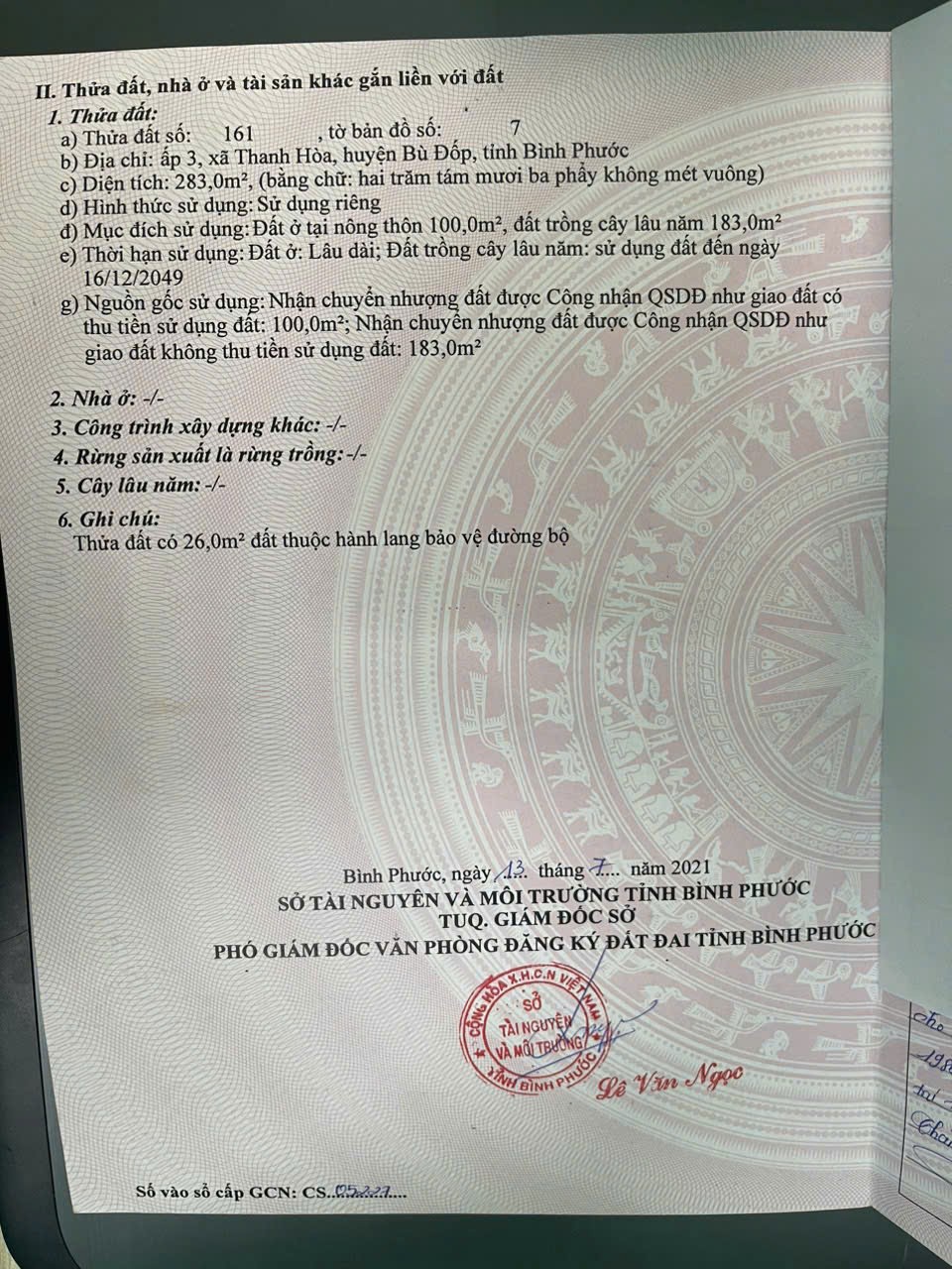  ĐẤT ĐẸP CHÍNH CHỦ – CẦN BÁN TẠI Ấp 3, Xã Thanh Hòa, Huyện Bù Đốp, Bình Phước 