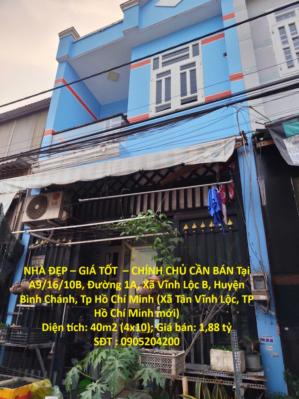  NHÀ ĐẸP – GIÁ TỐT  – CHÍNH CHỦ CẦN BÁN Tại A9/16/10B, Đường 1A, Xã Vĩnh Lộc B, Huyện Bình Chánh 