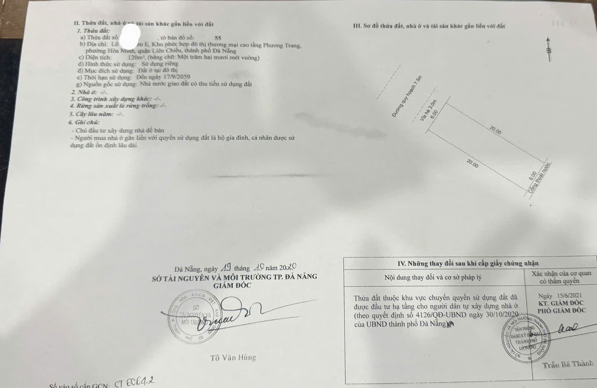  ????????Đất đường Hòa Phú 30 - Khu E Kim Long - DT 120m2 ngang 6m xây căn hộ quá OK 