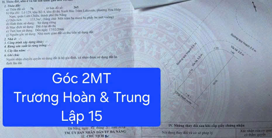  Bán đất GÓC 2MT đường Trương Hoàn & Trung Lập 15 