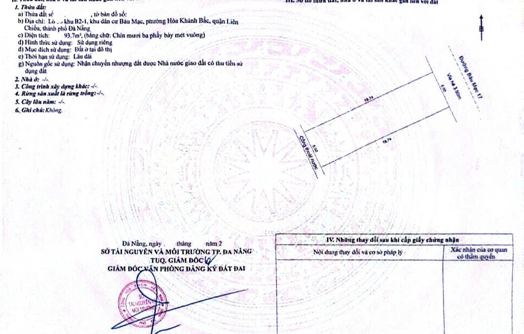  ĐẤT MẶT TIỀN BÀU MẠC 17 – GẦN BIỂN – TRỤC THÔNG NGUYỄN AN NINH 
