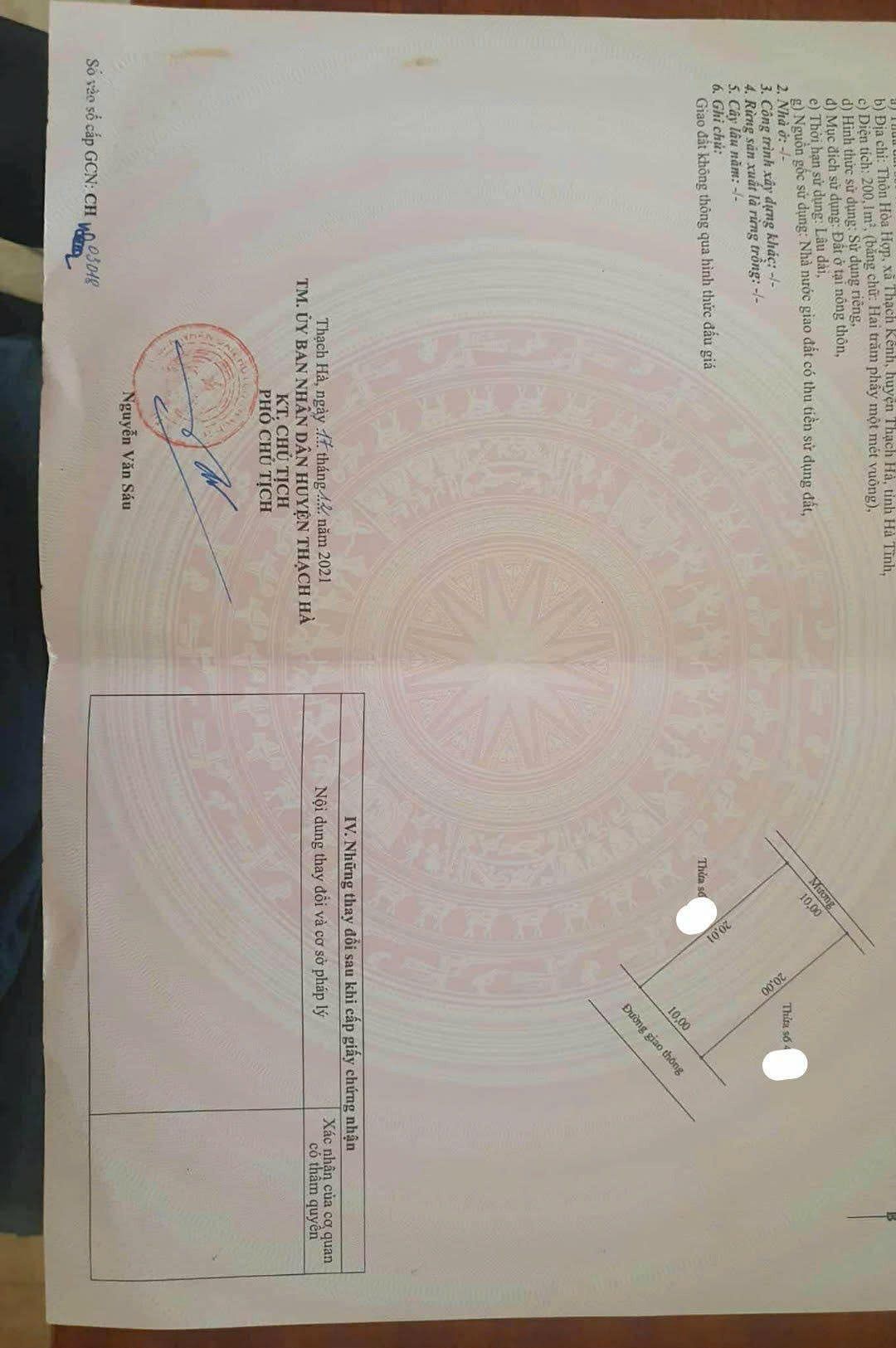  Bán lô đất 200m2 full thổ cư Thuộc  Thôn Hoà Hợp – Xã Thạch Kênh ( nay là Đông Kinh) – Thạch Hà – Hà Tĩnh. 