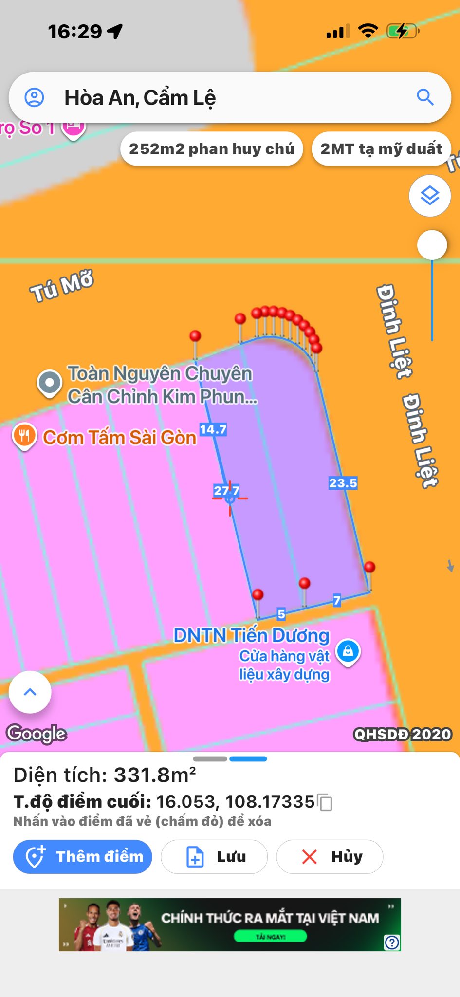  ????????Bán đất LÔ GÓC 2 mặt tiền đường 10,5 Tú Mở & Đinh Liệt 