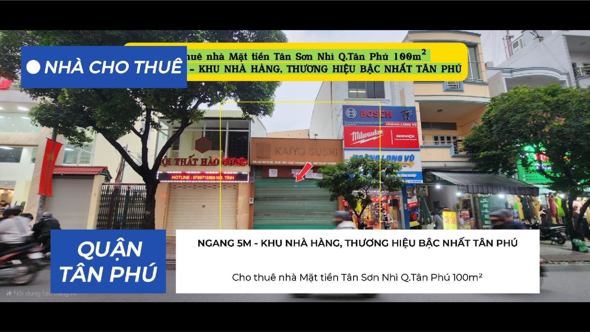  Cho thuê nhà Mặt tiền Tân Sơn Nhì Q.Tân Phú 100m² - KHU CỰC SẦM UẤT 