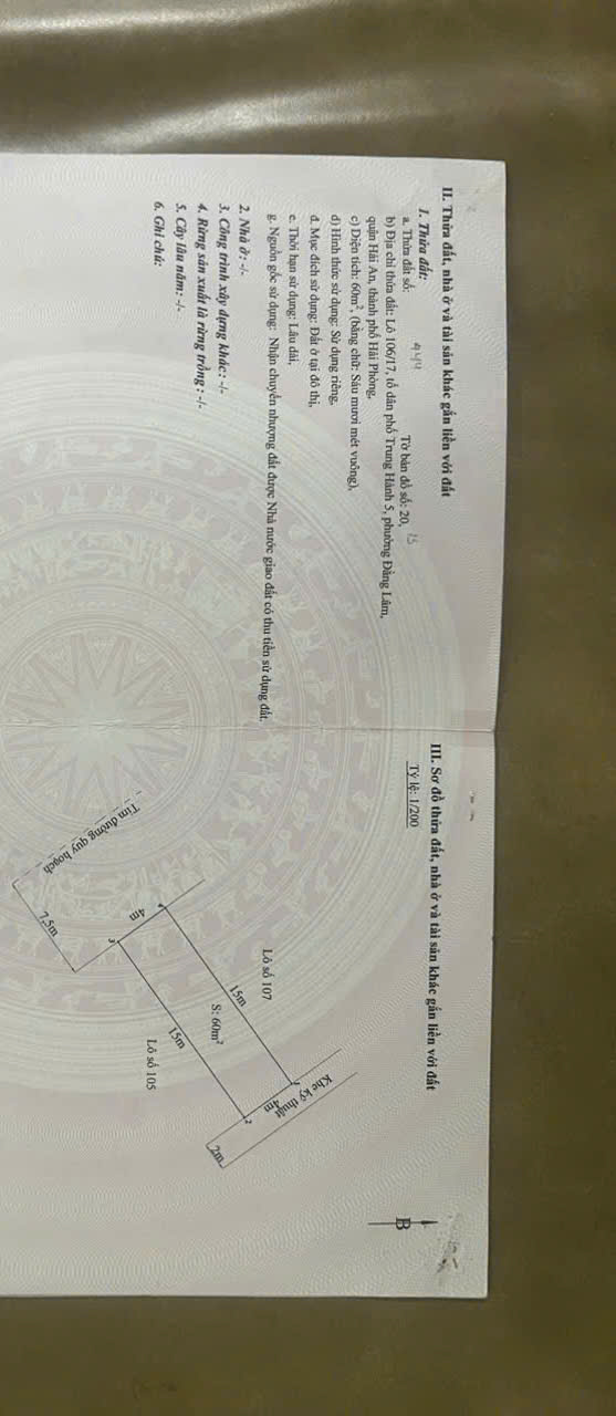  BÁN 2 LÔ ĐẤT LIỀN KỀ MẶT ĐƯỜNG BẾN LÁNG – GẦN TĐC LÔ 17 LÊ HỒNG PHONG – GIÁ 99 TRIỆU/M² 