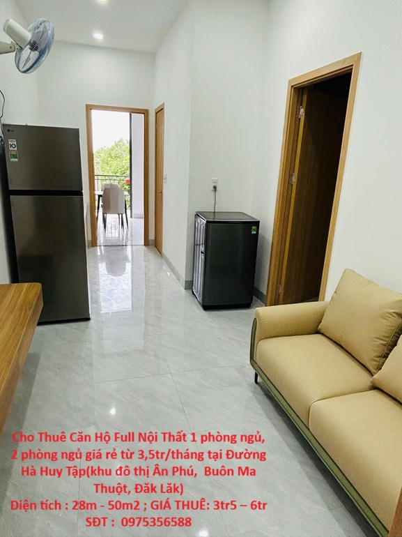  Cho Thuê Căn Hộ Full Nội Thất 1 phòng ngủ, 2 phòng ngủ giá rẻ từ 3,5tr/tháng tại Buôn Ma Thuột 
