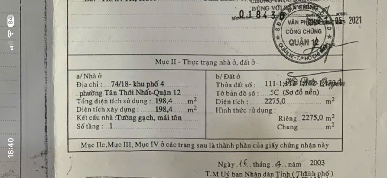  SIÊU PHẨM ĐẤT LỚN  2.275M²  MT ĐƯỜNG 16M TÂN THỚI NHẤT 17 – Q12 XE CONT VI VU 