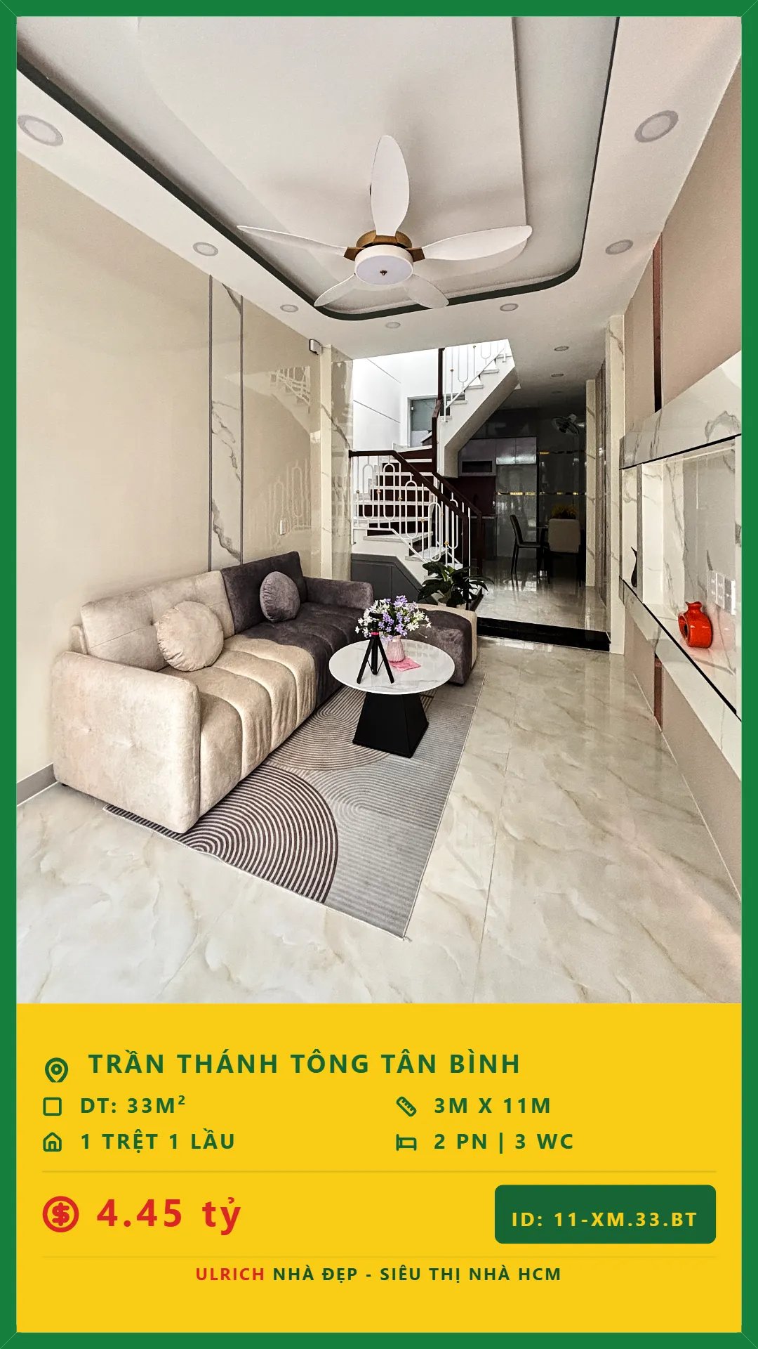  Bán Nhà Trần Thánh Tông gần Ga T3, hẻm 4m, 2 tầng, giá 4.45 tỷ 