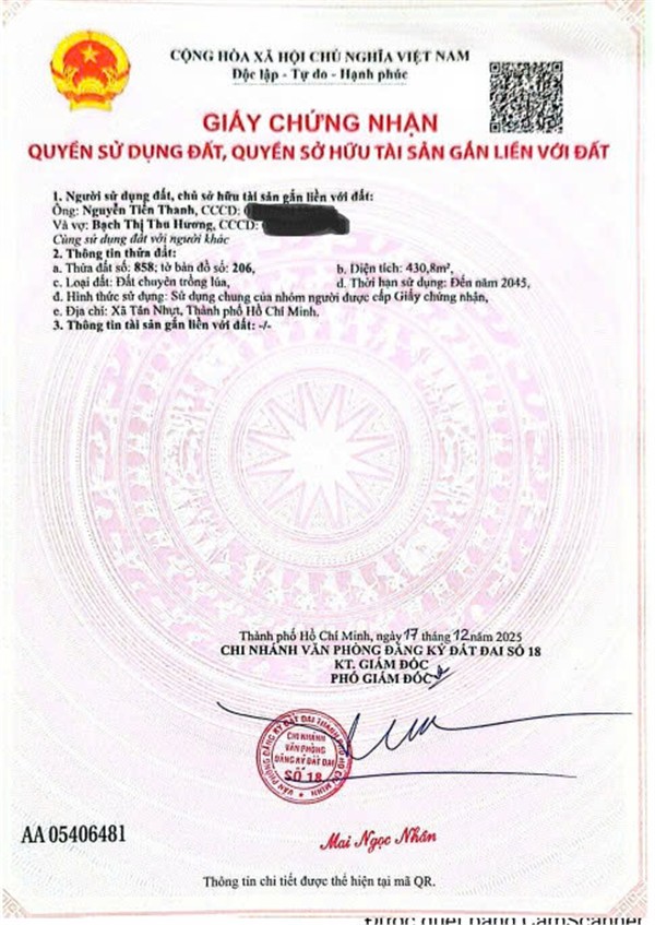  ĐẤT ĐẸP – GIÁ TỐT  – CHÍNH CHỦ CẦN BÁN GẤP tại Xã Tân Nhựt, Huyện Bình Chánh, TP HCM 