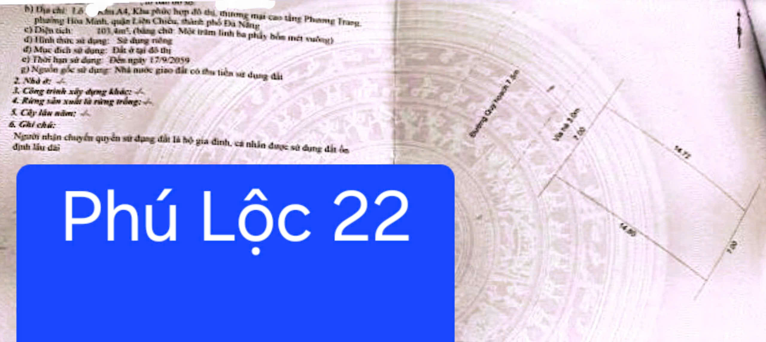  ????????Bán đất đường 7,5m Phú Lộc 22 - sát biển -ngang 7m xây căn hộ OK 