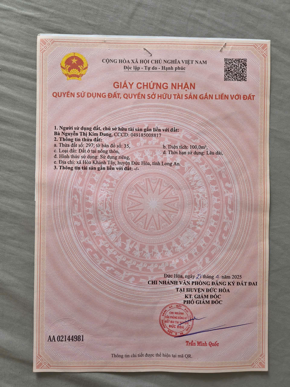  Chính Chủ Bán Đất Xã Hòa Khánh Tây, Huyện Đức Hòa, Tỉnh Long An 