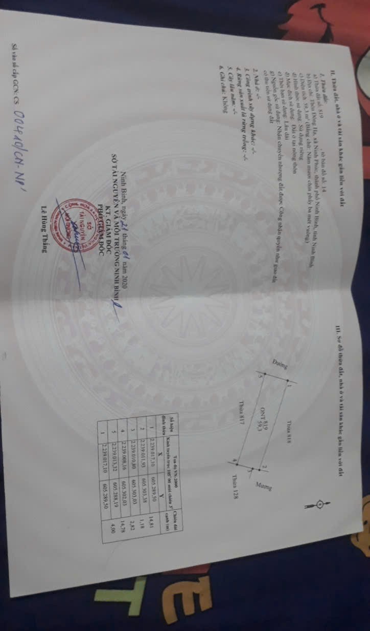  ĐẤT CHÍNH CHỦ - TRỤC CHÍNH Đường Trần Khát Chân, Phố Đông Hạ, Phương Đông Hoa Lư - Ninh Bình 