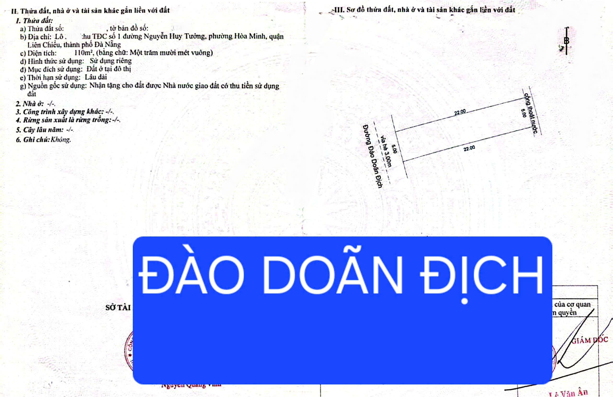  Bán đất đường ĐÀO DOÃN ĐỊCH - gần bến xe TT Thành phố 