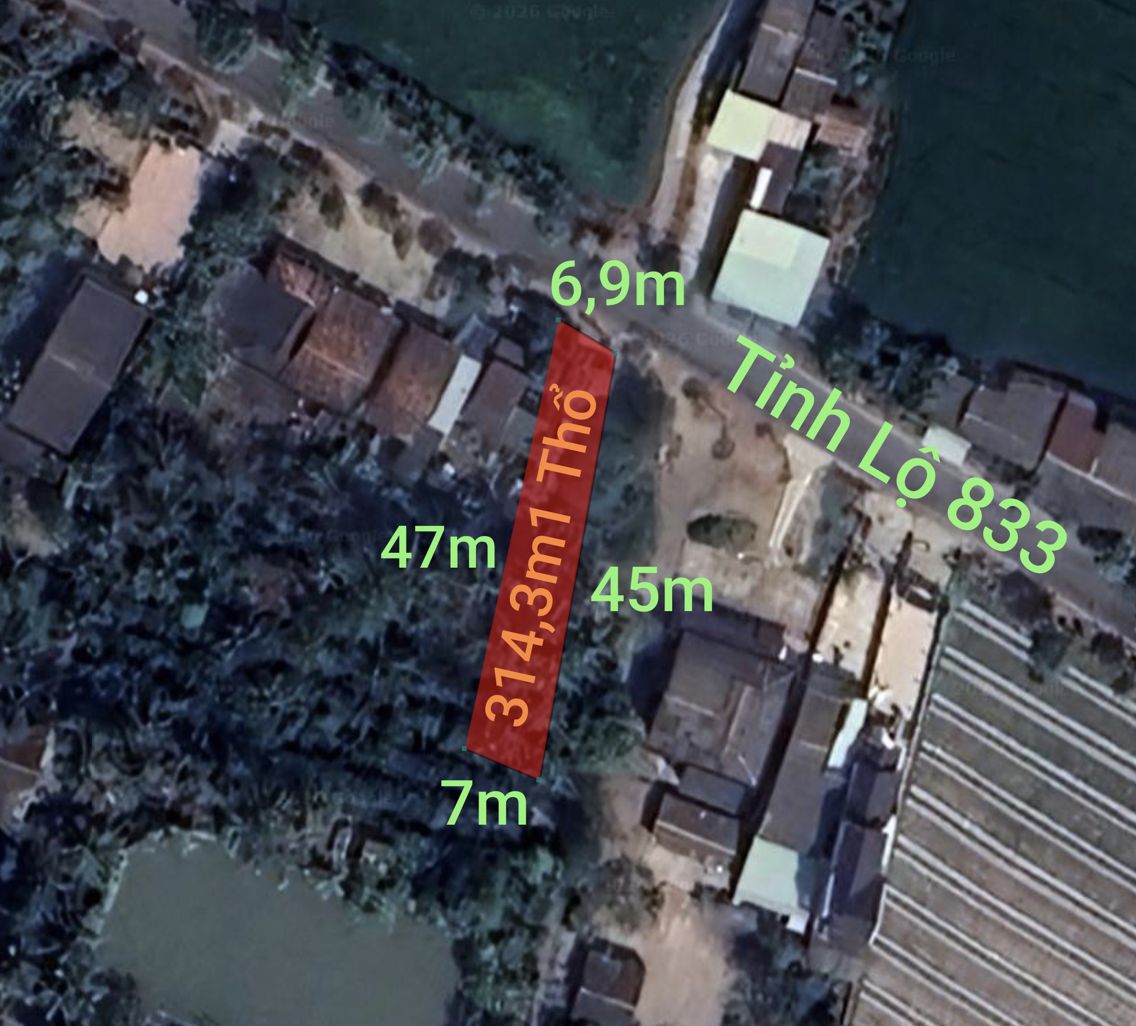  Bán lô đất thổ hai mặt tiền tỉnh lộ 833 giá 1,85 tỷ 