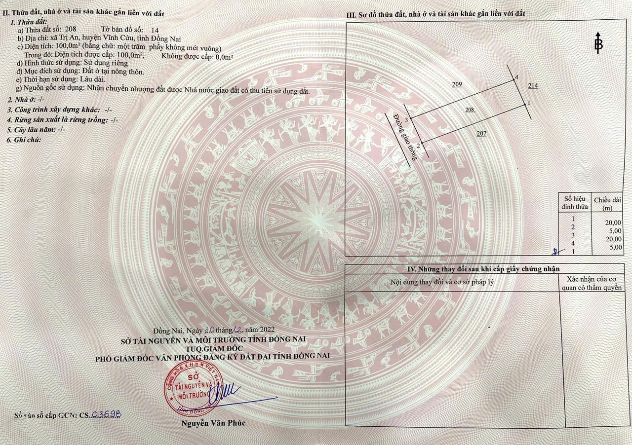  ĐẤT ĐẸP – GIÁ TỐT – CHÍNH CHỦ CẦN BÁN 2 LÔ ĐẤT tại Ấp 2, xã Trị An, huyện Vĩnh Cửu, tỉnh Đồng Nai 