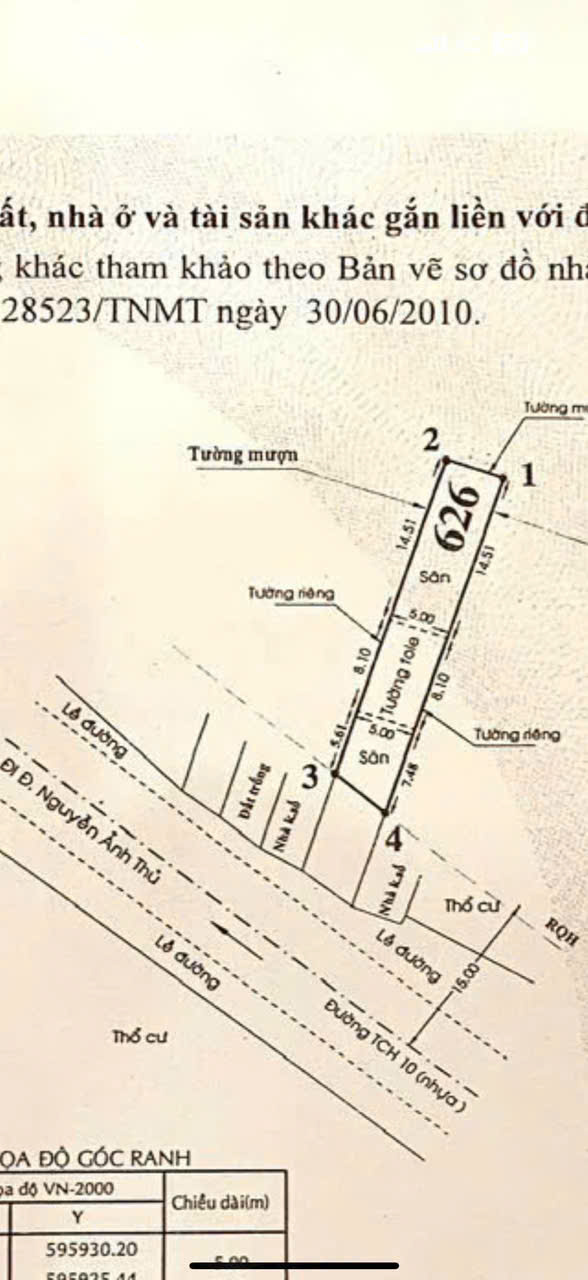  MẶT TIỀN TRẦN THỊ NĂM – NGANG 5M DÀI 38M – GIÁ CHỈ 12 TỶ GẦN UBNDP 