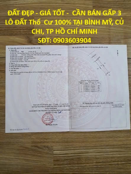  ĐẤT ĐẸP - GIÁ TỐT -  CẦN BÁN GẤP 3 LÔ ĐẤT Thổ  Cư 100% TẠI BÌNH MỸ, CỦ CHI, TP HỒ CHÍ MINH 