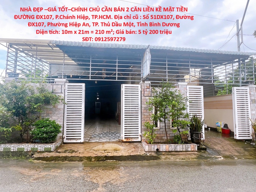  NHÀ ĐẸP l–GIÁ TỐT–CHÍNH CHỦ CẦN BÁN 2 CĂN LIỀN KỀ MẶT TIỀN ĐƯỜNG ĐX107, P.Chánh Hiệp, TP.HCM 