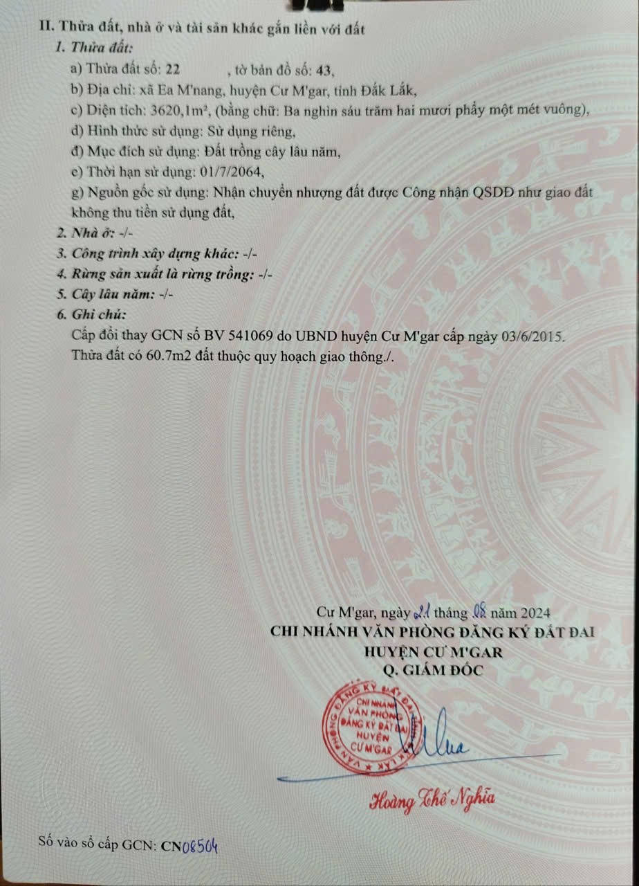  ĐẤT ĐẸP – GIÁ TỐT – CHÍNH CHỦ CẦN BÁN LÔ ĐẤT  tại xã Ea M’nang, Cư M’gar, Đắk Lắk 
