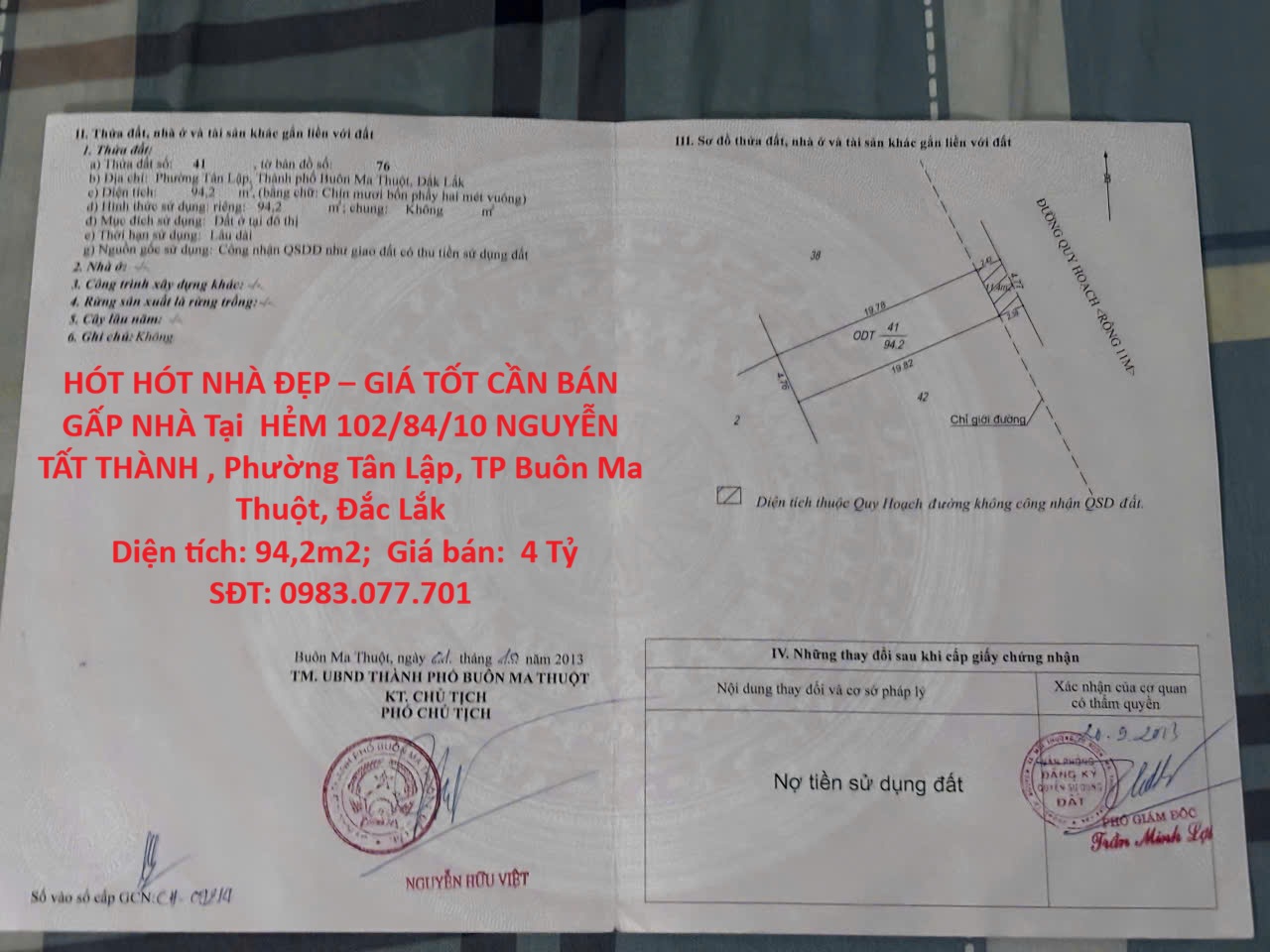  HÓT HÓT NHÀ ĐẸP – GIÁ TỐT CẦN BÁN GẤP NHÀ Tại  Phường Tân Lập, TP Buôn Ma Thuột, Đắc Lắk 