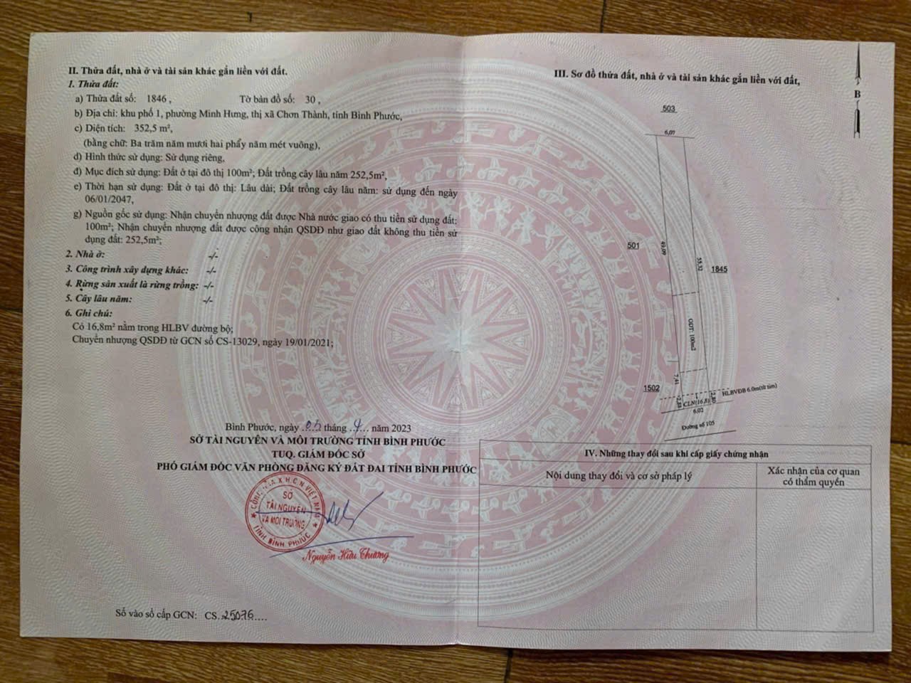  ĐẤT ĐẸP – GIÁ TỐT – CHÍNH CHỦ CẦN BÁN LÔ ĐẤT tại P.Minh Hưng, TX.Chơn Thành, tỉnh Bình Phước 