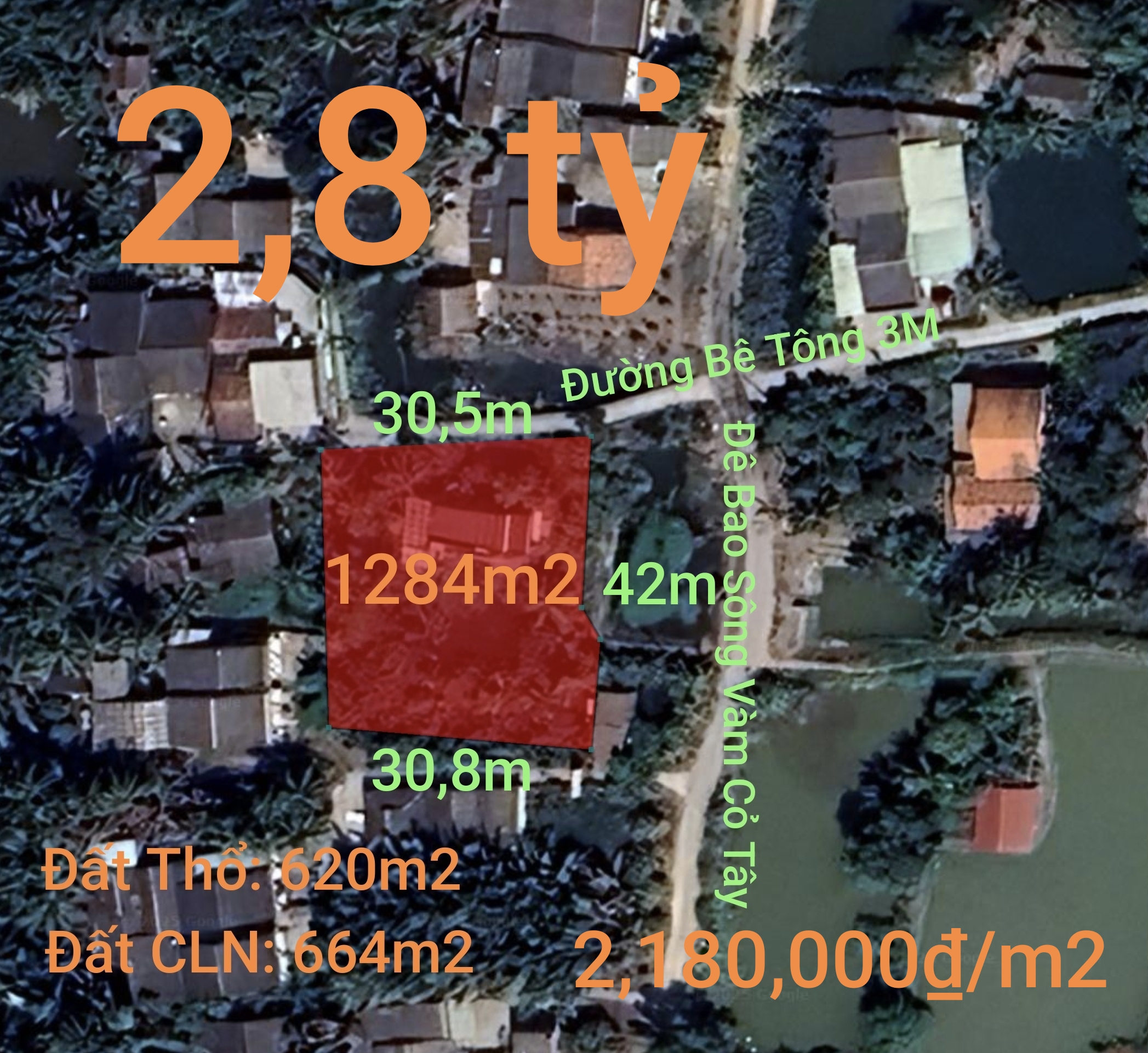  Bán hạ đất thổ vườn gần Quốc Lộ 50B giá 2,8 tỷ 