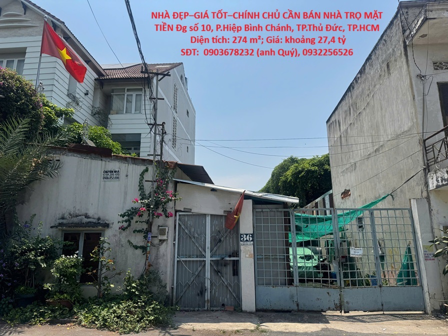  NHÀ ĐẸP–GIÁ TỐT–CHÍNH CHỦ CẦN BÁN NHÀ TRỌ MẶT TIỀN Đg số 10, P.Hiệp Bình Chánh, TP.Thủ Đức, TP.HCM 
