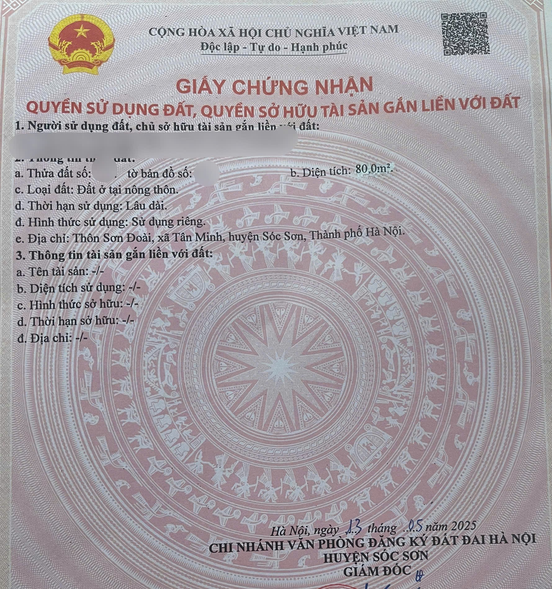  80m² SƠN ĐOÀI – SÓC SƠN  Ô TÔ ĐỖ CỬA – GIÁ RẺ GIẬT MÌNH 