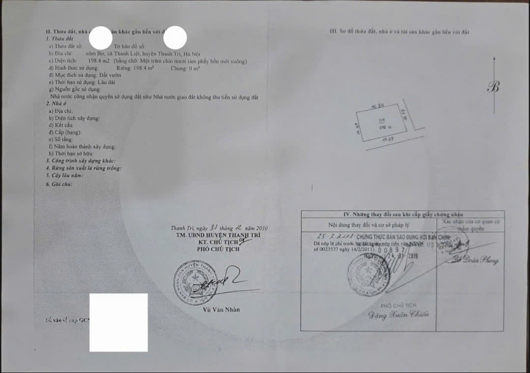  HẾT Q1 – CHÍNH CHỦ CẦN BÁN 190m² ĐẤT VƯỜN – XÃ THANH LIỆT, HUYỆN THANH TRÌ, HÀ NỘI CHỈ 100TR/M2 