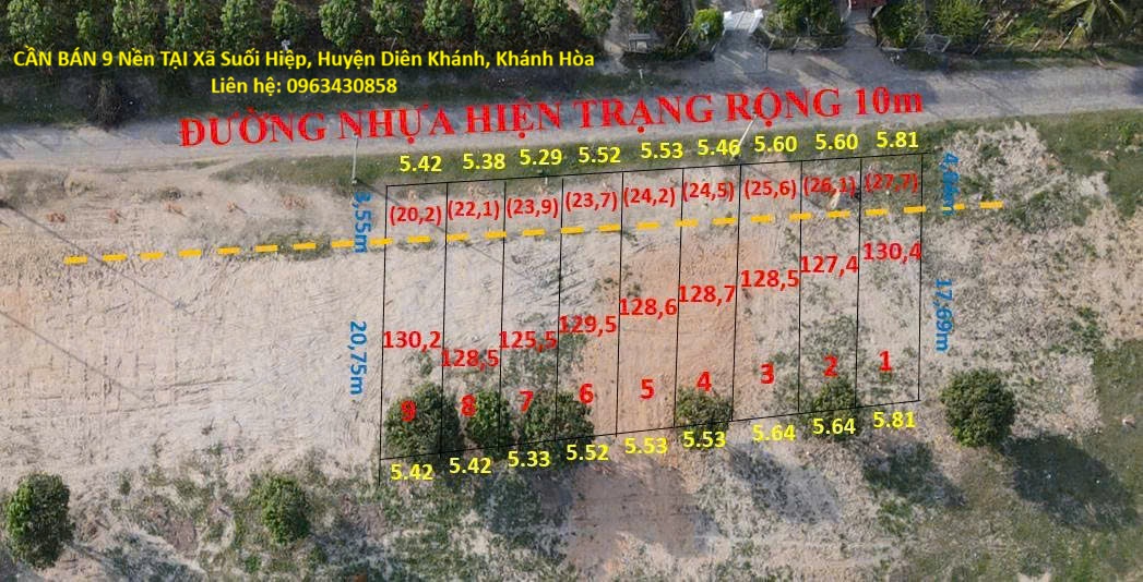  ĐẤT ĐẸP – GIÁ TỐT – CHÍNH CHỦ CẦN BÁN 9 Nền TẠI Xã Suối Hiệp, Huyện Diên Khánh, Khánh Hòa 