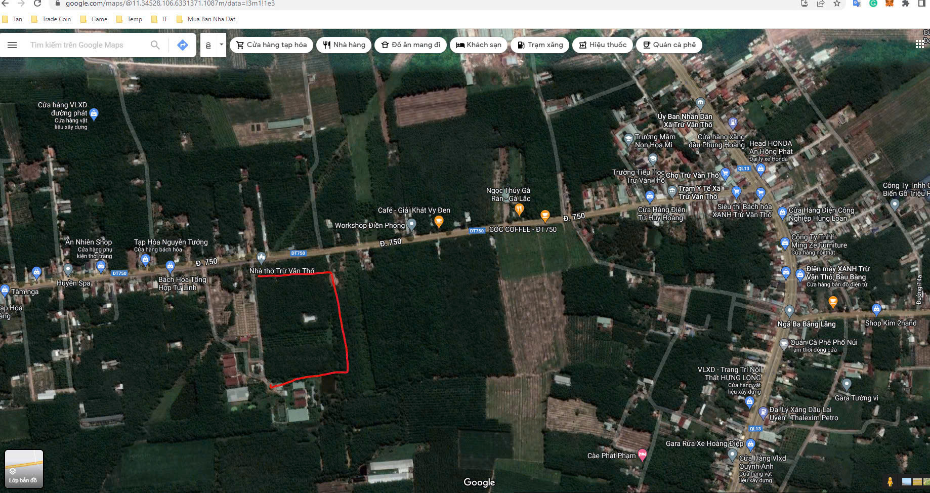  Bán đất măt tiền trung tâm Bàu Bàng , đường Trừ văn Thố 23 rộng 6m . Ngay trung tâm khu công nghiệp 