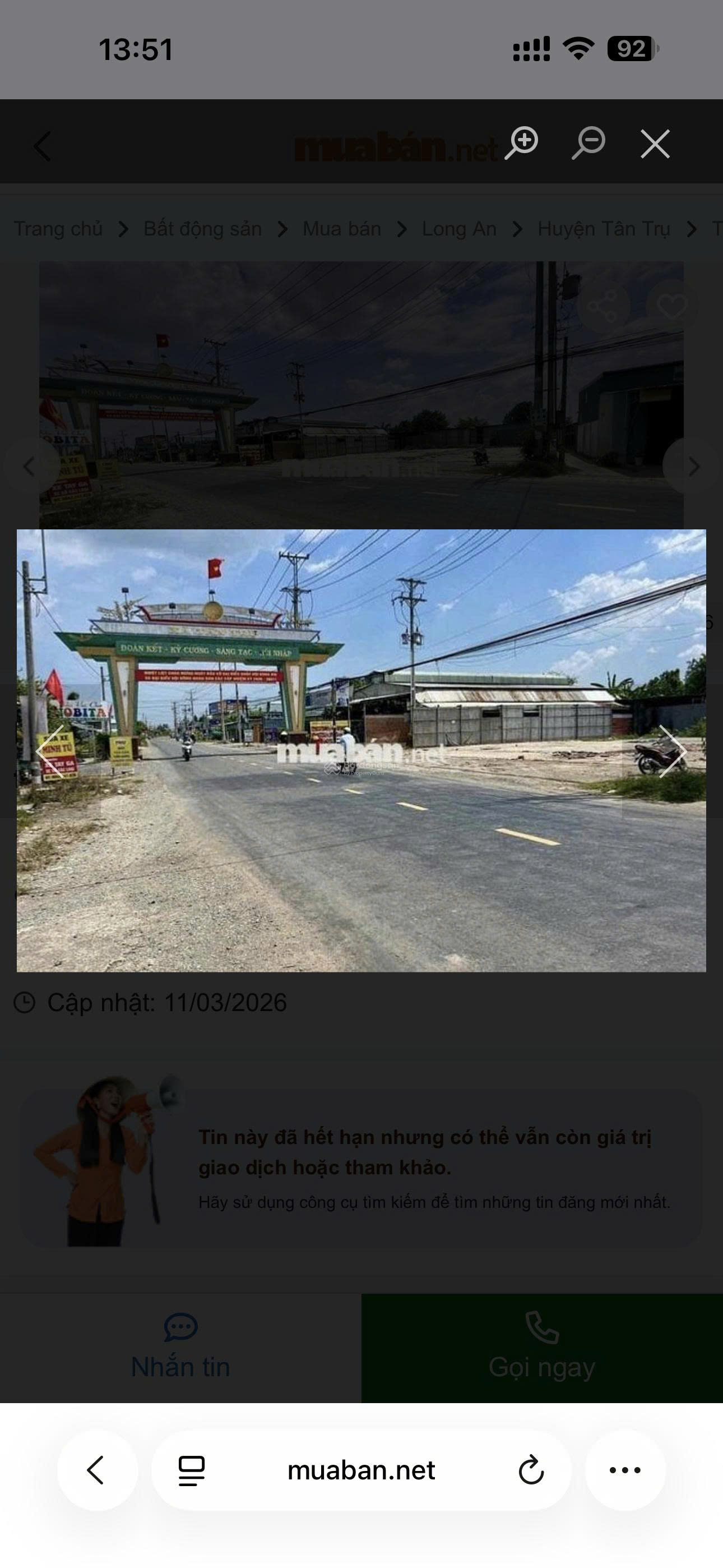  Bán Đất mặt tiền Đường DT833 Giá 10,5tỷ(còn thương lượng), 1862,92m2(962.9m2 đất thổ cư). 