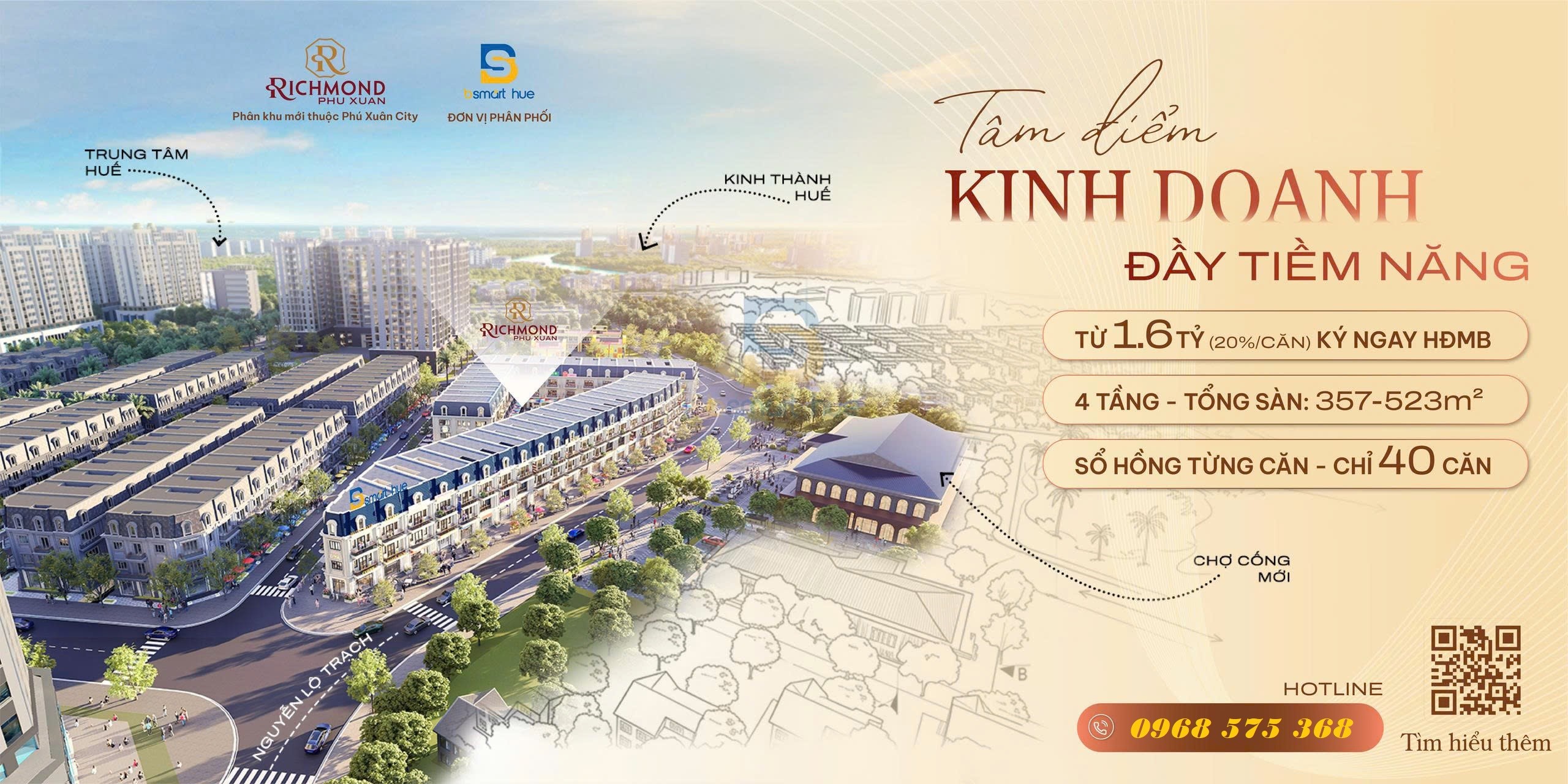  RICHMOND PHÚ XUÂN CITY (ĐỐI DIỆN CHỢ CỐNG MỚI) - ĐẶC QUYỀN DÀNH RIÊNG CHO 20 QUÝ KH ĐẦU TIÊN TẠI TP HUẾ!!! 