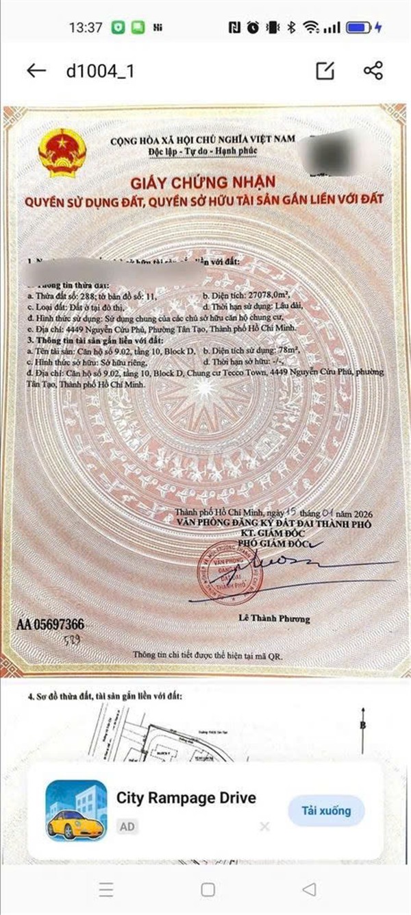  CĂN HỘ CHÍNH CHỦ - DỌN VÀO Ở NGAY - Nguyễn Cửu Phú, P. Tân Tạo, Q. Bình Tân, TP Hồ Chí Minh 