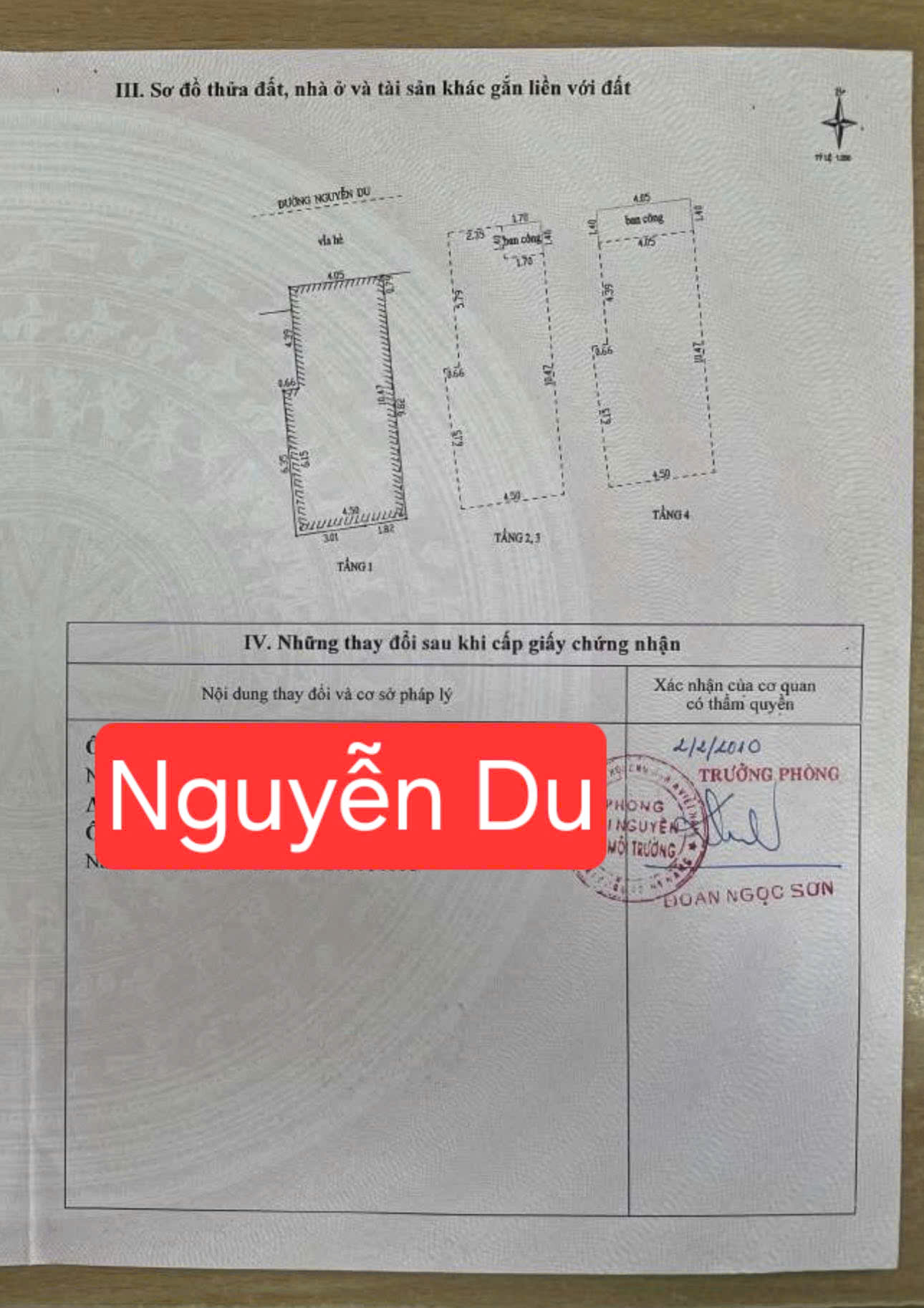  Bán nhà 4 tâng mặt tiền đường NGUYỄN DU - Gần sông Hàn 