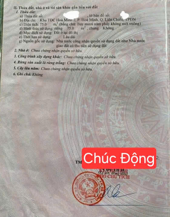  ????????Bán đất đường Chúc Động - Gần Hồ Tùng Mậu 