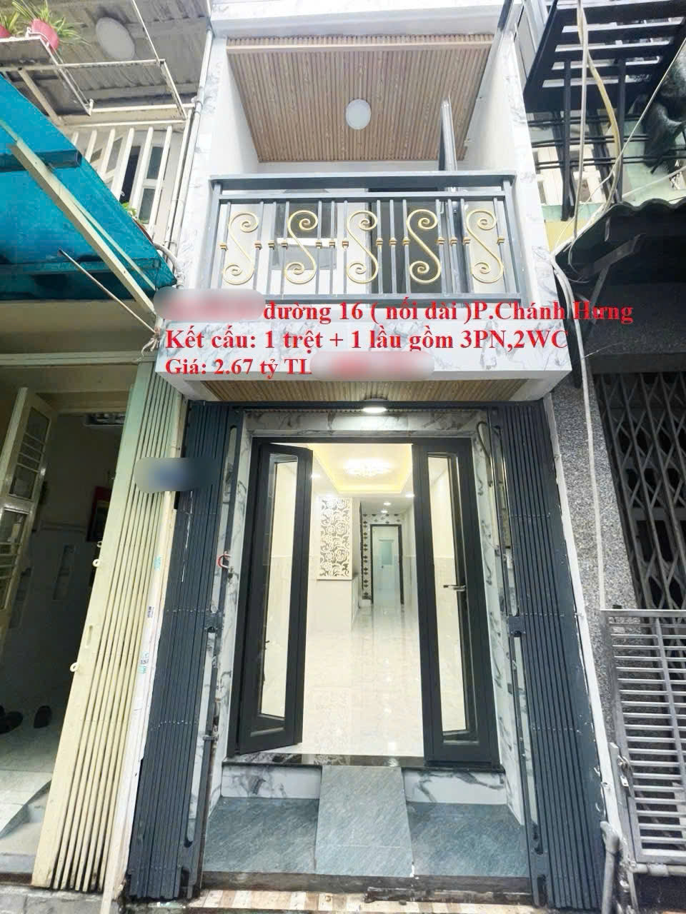  Nhà 2 tầng hẻm 23/ Đường 16 (nối dài) P.Chánh Hưng (P4 Q8 cũ ). Giá 2,67 tỷ TL 
