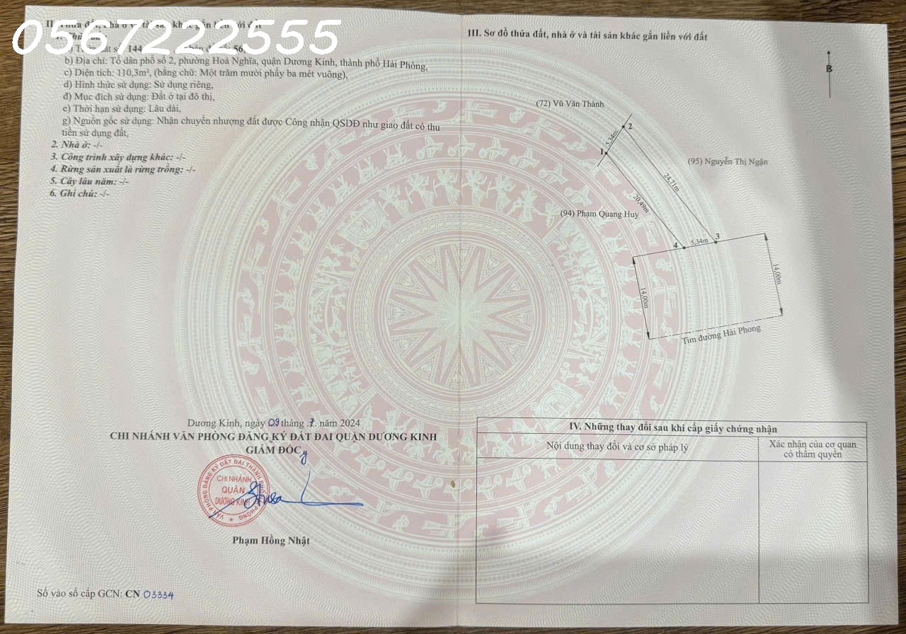  Bán đất Hòa Nghĩa, Dương Kinh - Mặt đường trục chính - ZALO 0567 222 555 