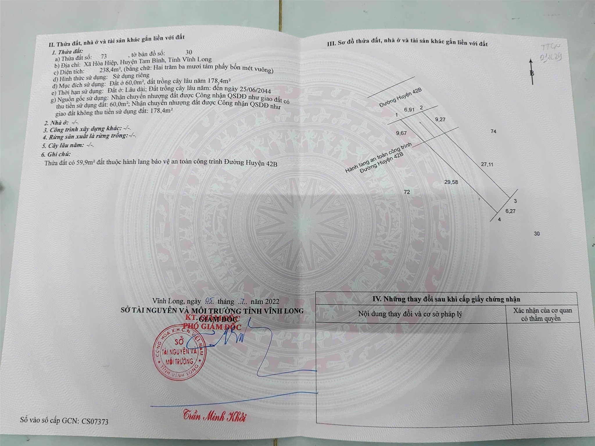  ĐẤT ĐẸP -  GIÁ TỐT - Chính Chủ Cần Bán Tại Xã Hòa Hiệp, Tam Bình, Vĩnh Long 