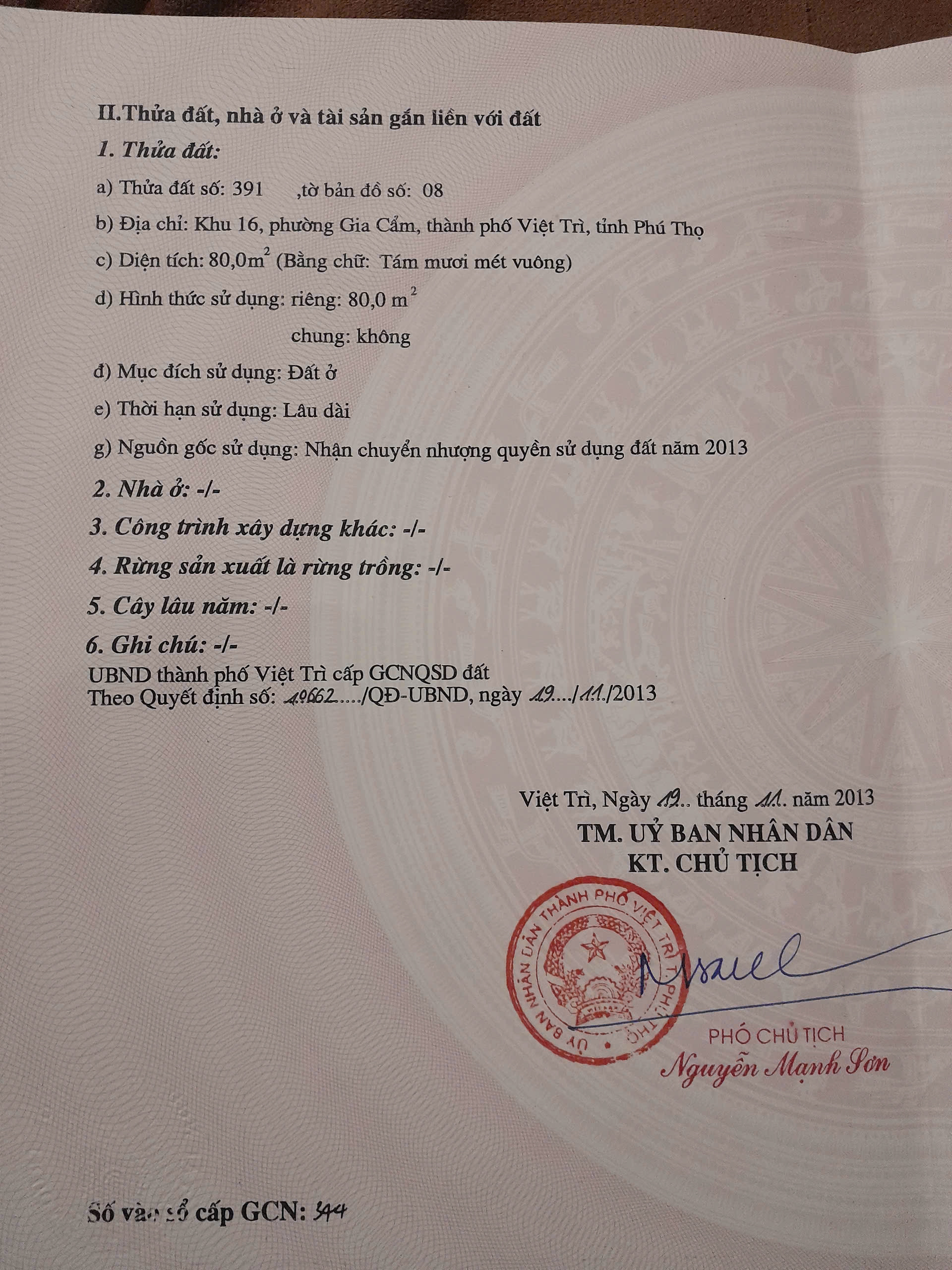  BÁN ĐẤT GIA CẨM – VIỆT TRÌ, PHÚ THỌ  VỊ TRÍ ĐẸP – KINH DOANH TỐT 